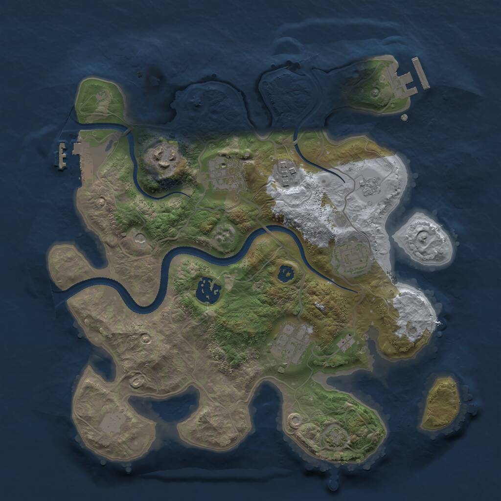 Rust Map: Procedural Map, Size: 3000, Seed: 31801, 12 Monuments