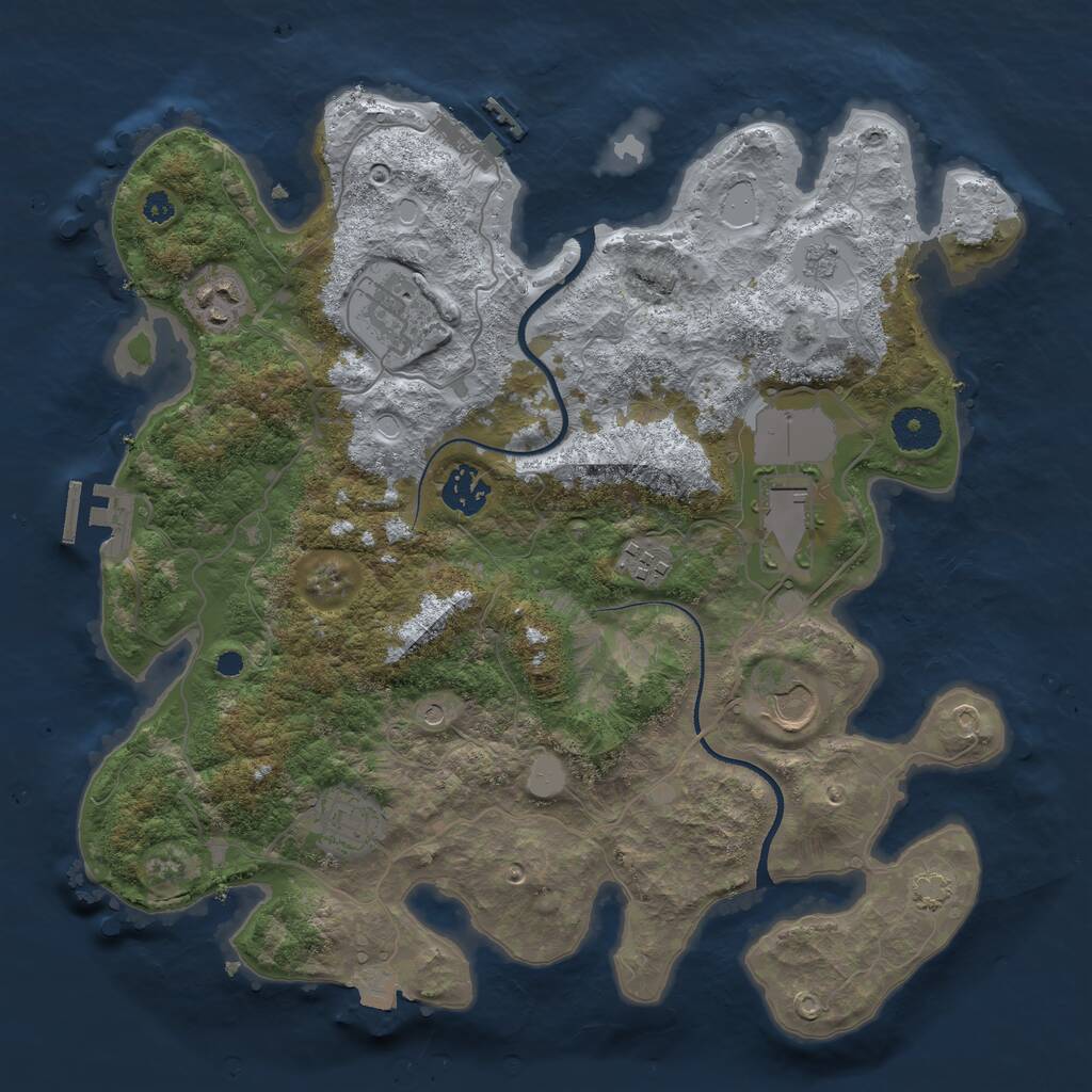 Rust Map: Procedural Map, Size: 3500, Seed: 8799511, 13 Monuments