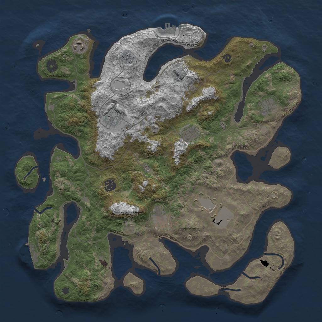 Rust Map: Procedural Map, Size: 4000, Seed: 93020, 16 Monuments