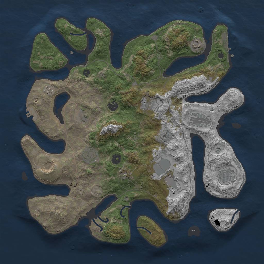 Rust Map: Procedural Map, Size: 4000, Seed: 25141, 19 Monuments