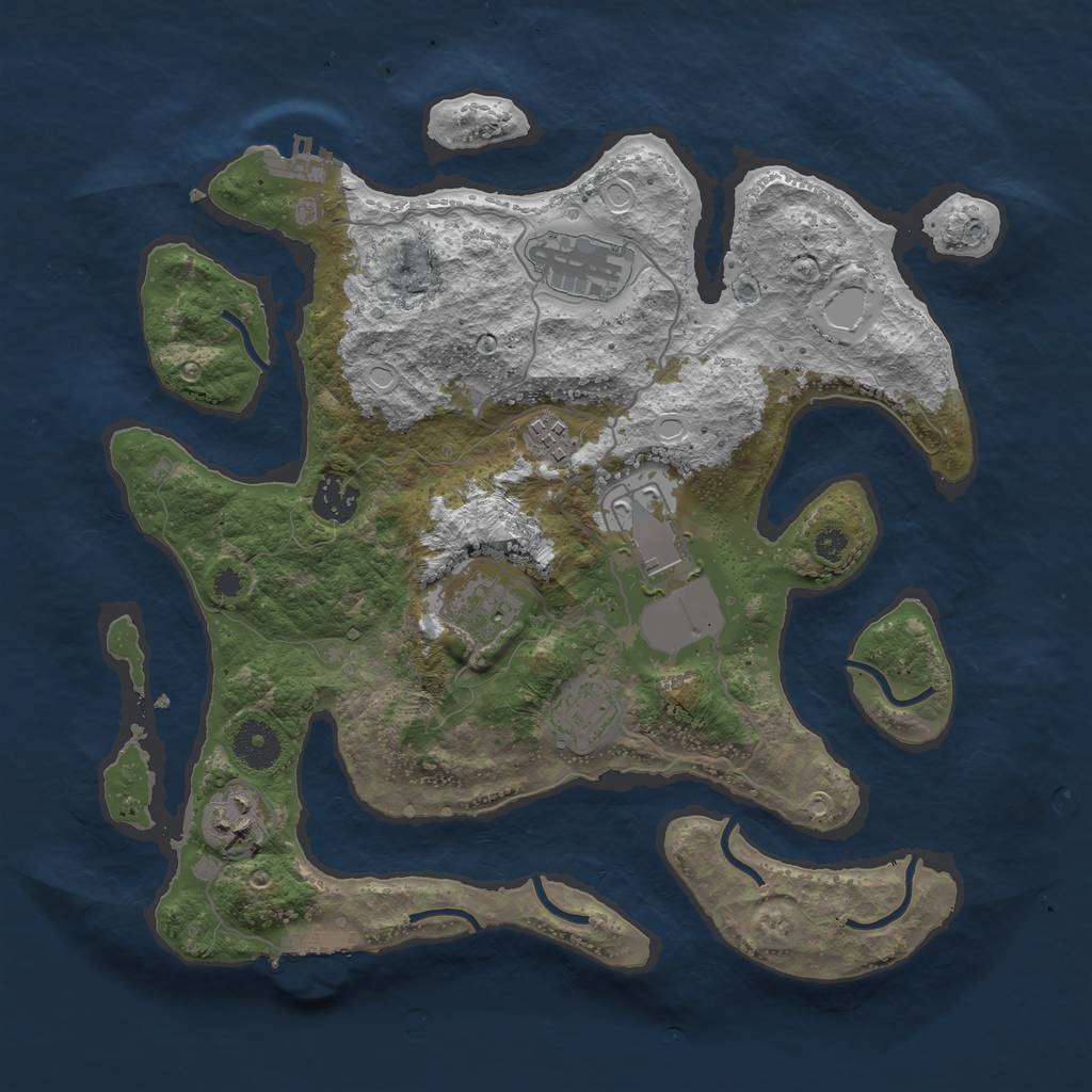 Rust Map: Procedural Map, Size: 3500, Seed: 554600377, 14 Monuments
