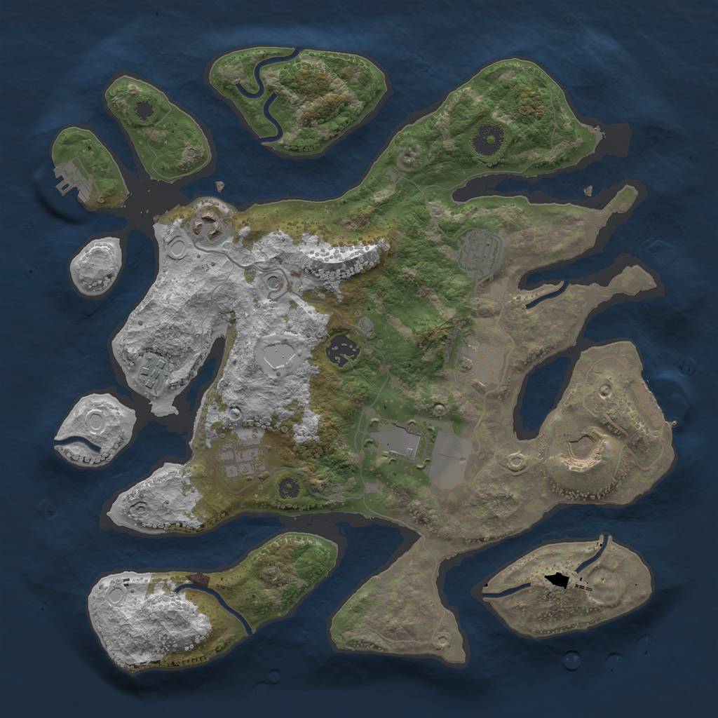 Rust Map: Procedural Map, Size: 3500, Seed: 851519, 16 Monuments