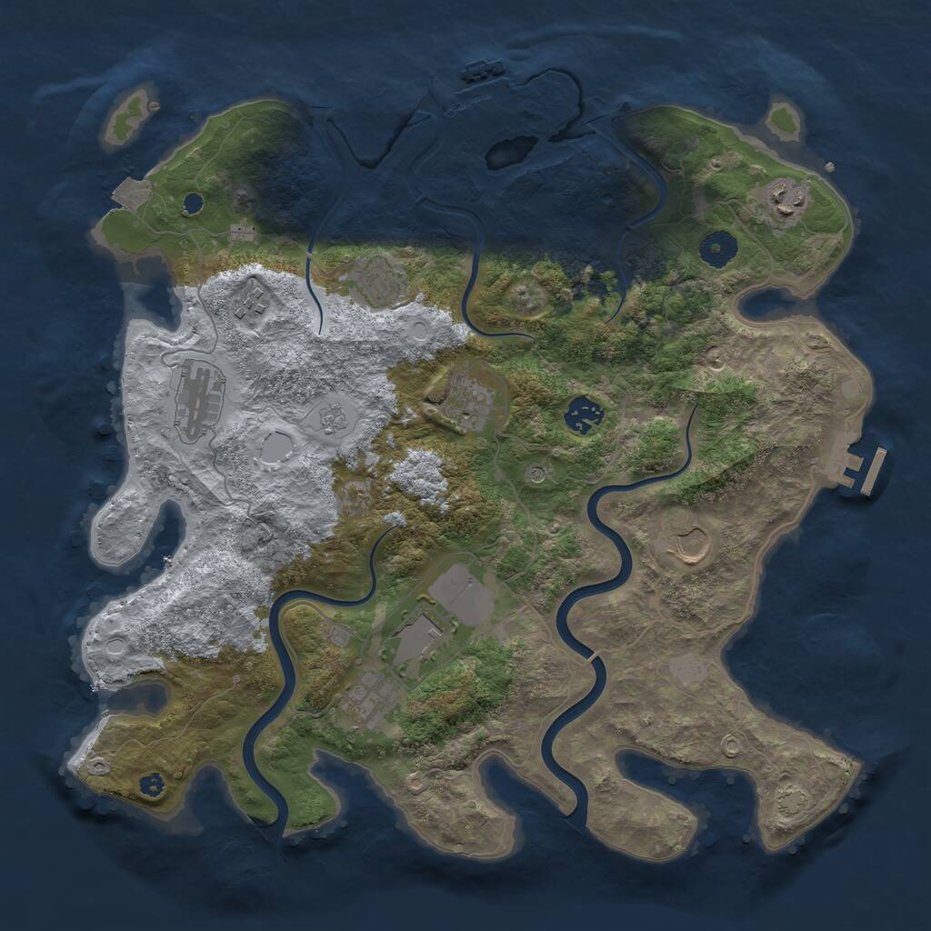 Rust Map: Procedural Map, Size: 3850, Seed: 71169250, 15 Monuments
