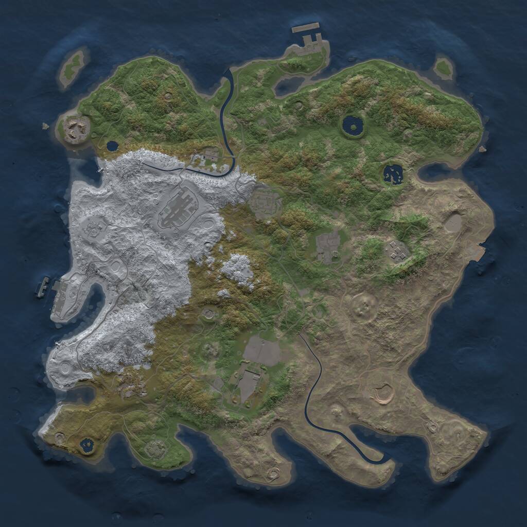 Rust Map: Procedural Map, Size: 3850, Seed: 71169250, 15 Monuments