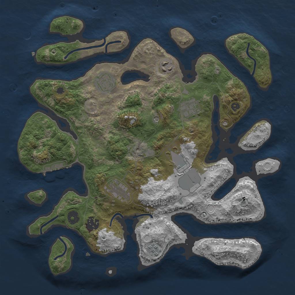 Rust Map: Procedural Map, Size: 3500, Seed: 637481538, 14 Monuments