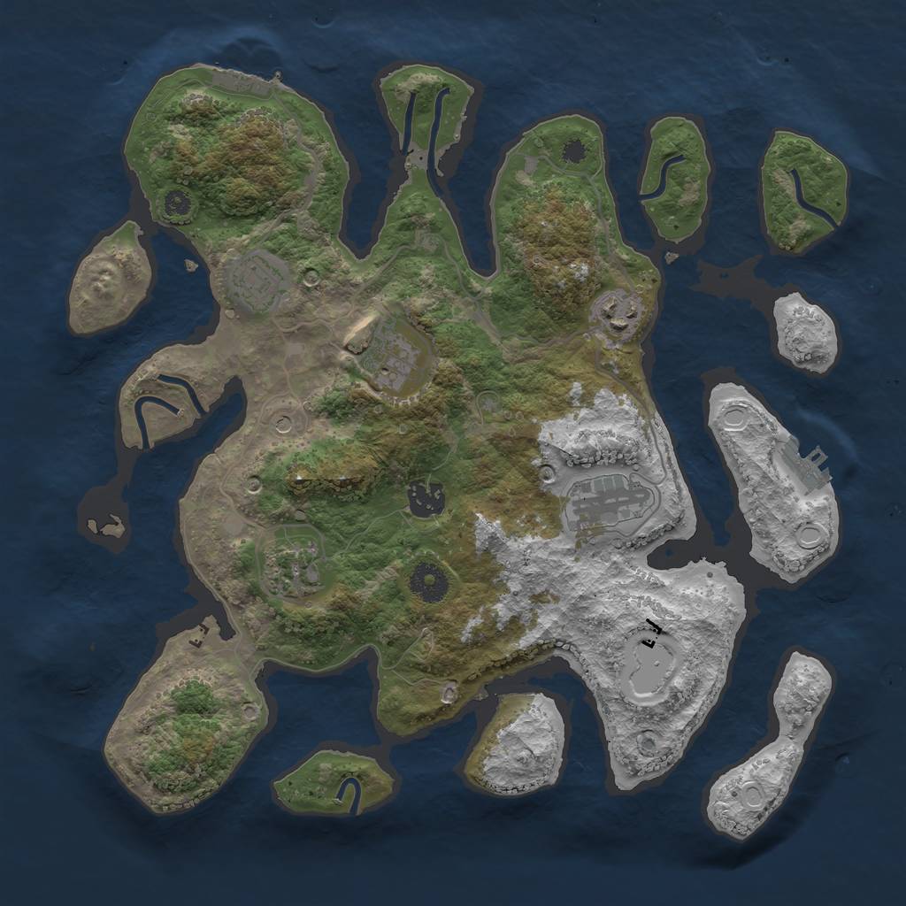 Rust Map: Procedural Map, Size: 3499, Seed: 23, 14 Monuments