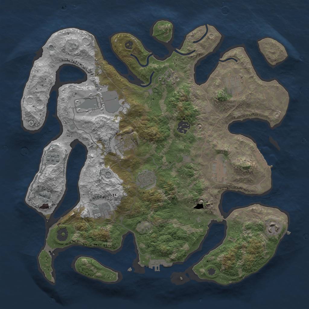 Rust Map: Procedural Map, Size: 3700, Seed: 694879512, 18 Monuments