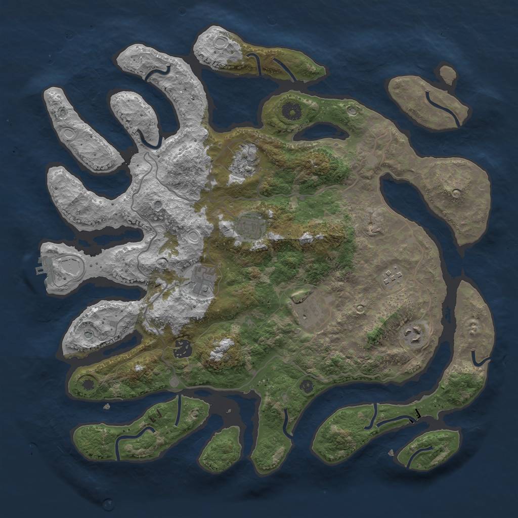 Rust Map: Procedural Map, Size: 4000, Seed: 2897102, 14 Monuments