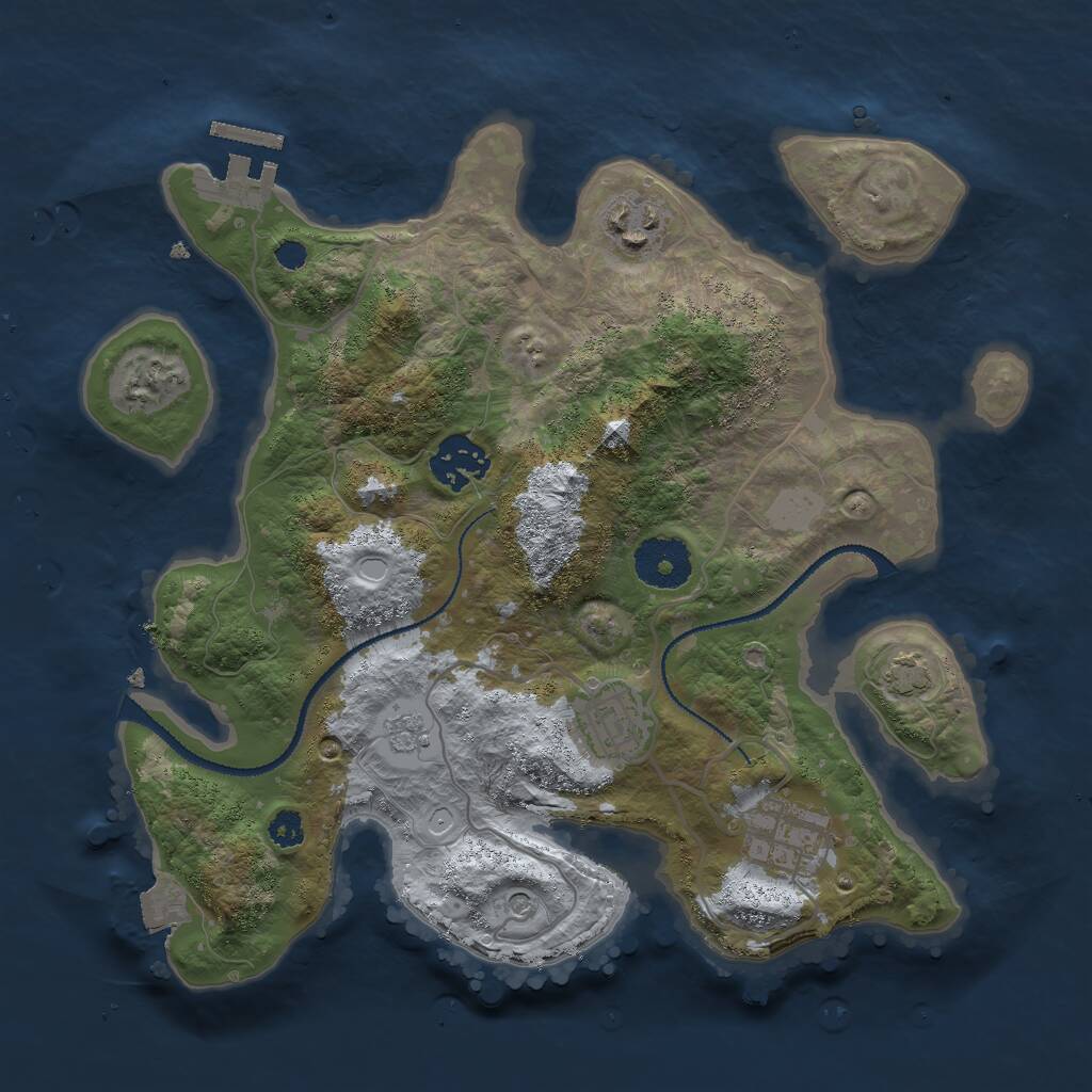 Rust Map: Procedural Map, Size: 3000, Seed: 676371160, 9 Monuments