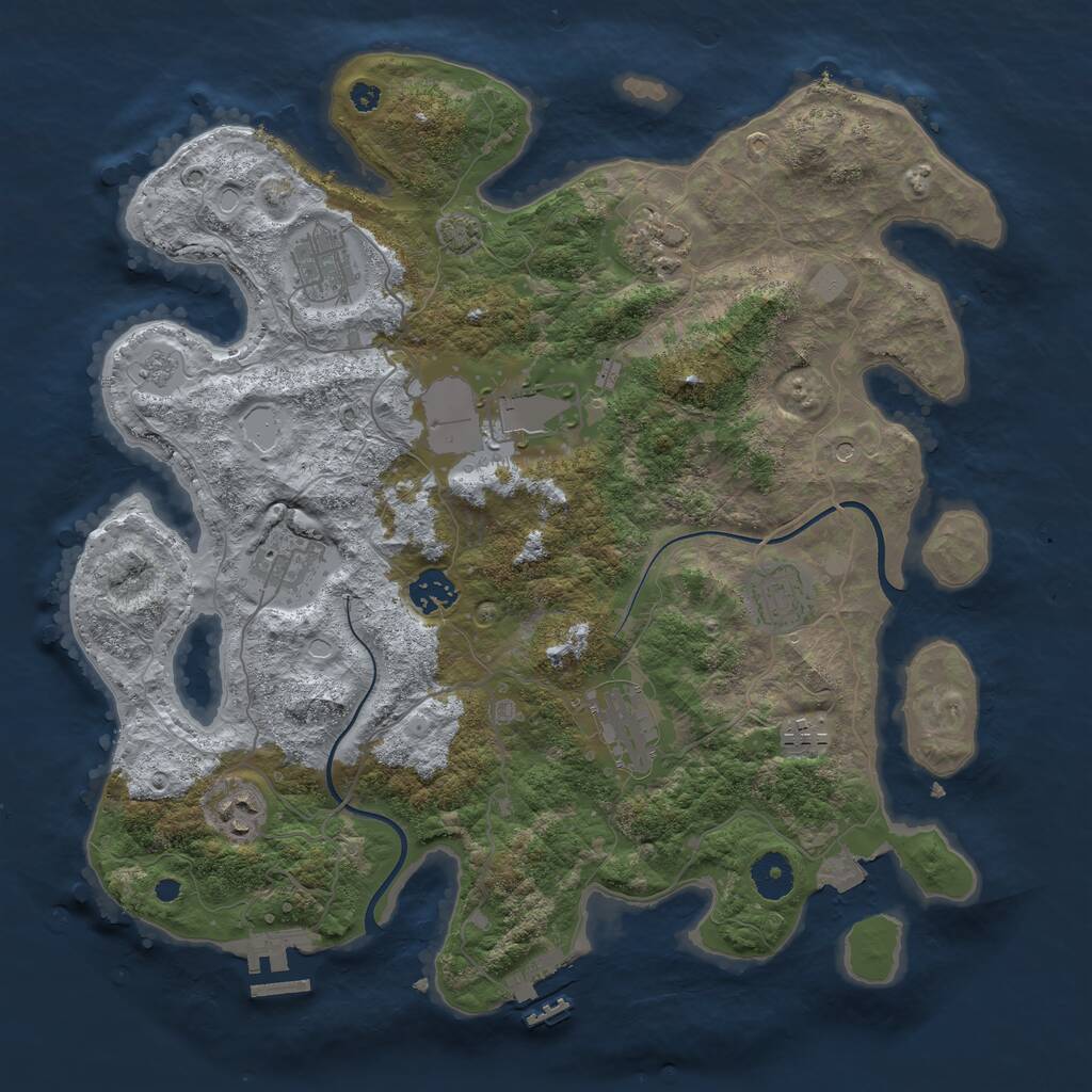 Rust Map: Procedural Map, Size: 3700, Seed: 2487, 15 Monuments
