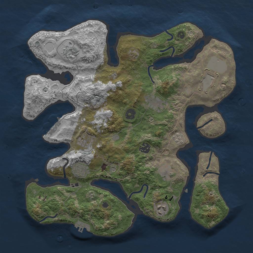 Rust Map: Procedural Map, Size: 3500, Seed: 654313796, 17 Monuments