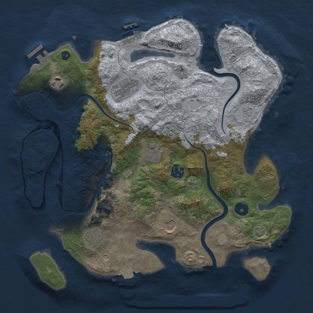 Rust Map: Procedural Map, Size: 3500, Seed: 487926019, 13 Monuments