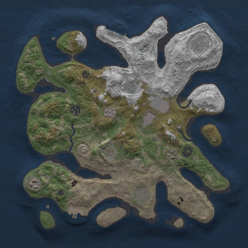 Rust Map: Procedural Map, Size: 3500, Seed: 1617931603, 17 Monuments