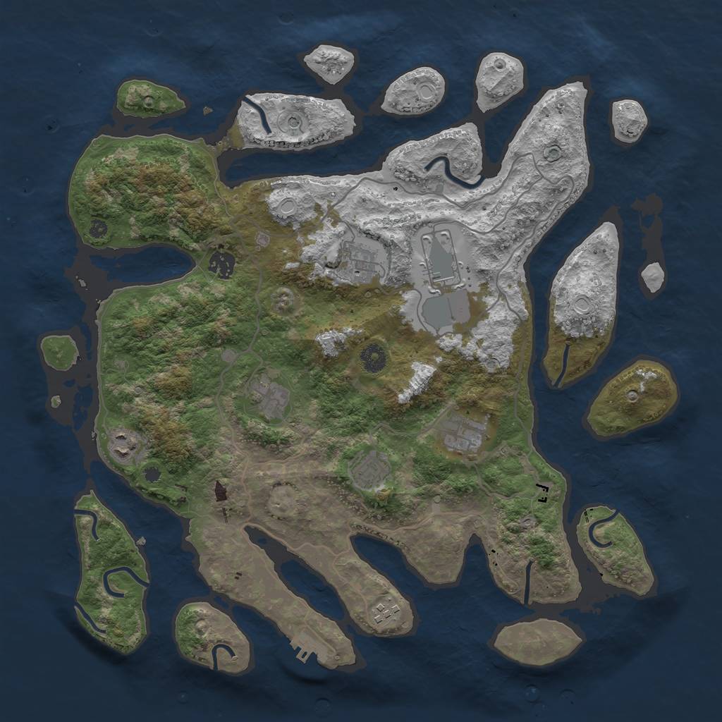 Rust Map: Procedural Map, Size: 4000, Seed: 227007, 15 Monuments