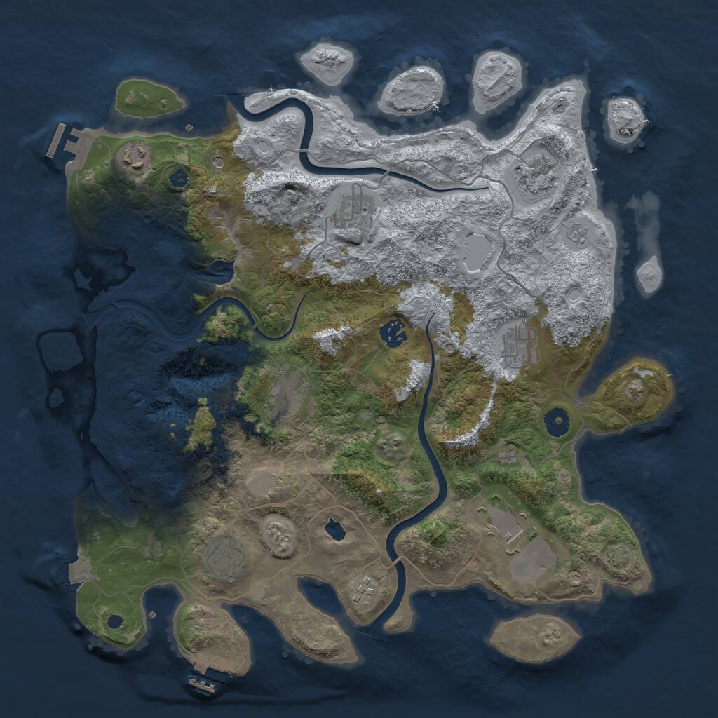 Rust Map: Procedural Map, Size: 4000, Seed: 227007, 15 Monuments