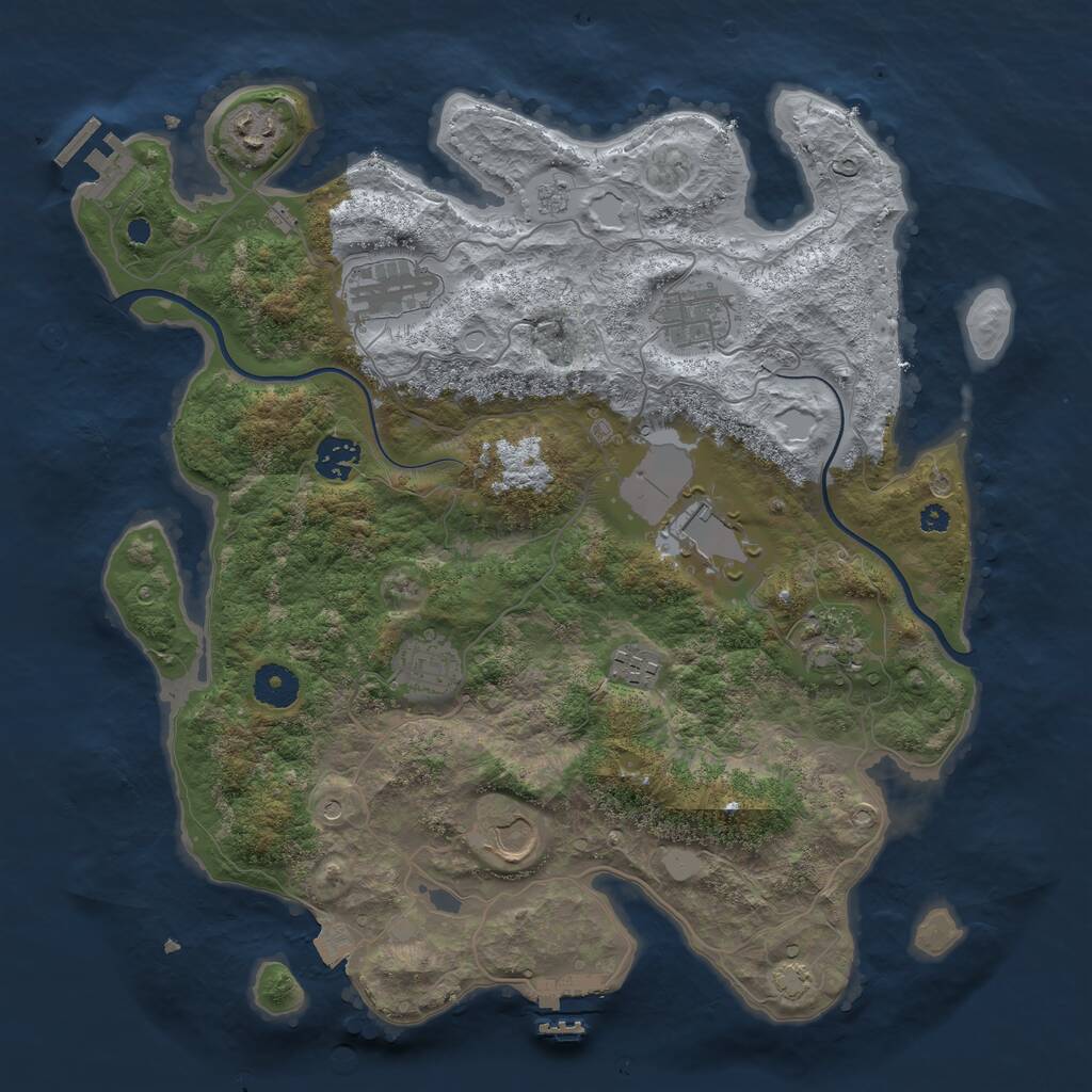 Rust Map: Procedural Map, Size: 3700, Seed: 1207218029, 15 Monuments