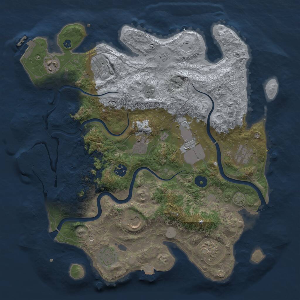 Rust Map: Procedural Map, Size: 3700, Seed: 1207218029, 16 Monuments