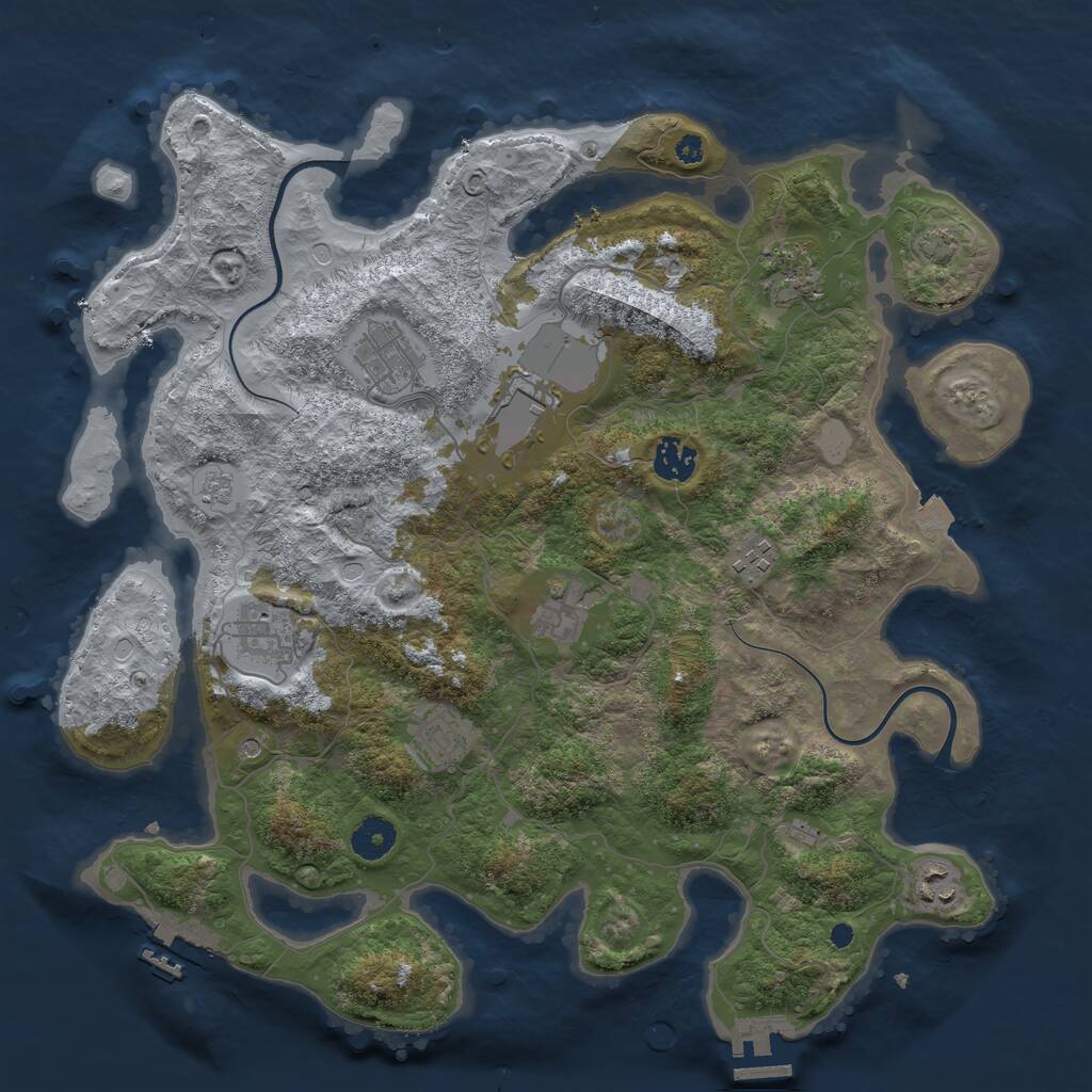 Rust Map: Procedural Map, Size: 3800, Seed: 882746195, 15 Monuments