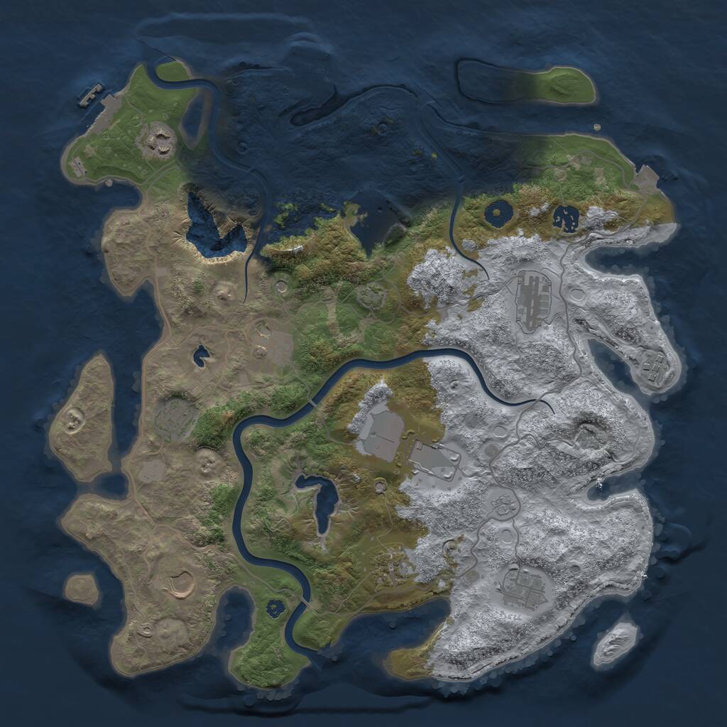 Rust Map: Procedural Map, Size: 4000, Seed: 1440099755, 17 Monuments