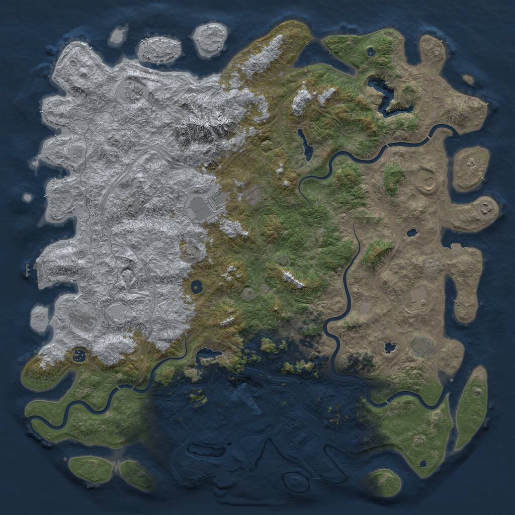 Rust Map: Procedural Map, Size: 6000, Seed: 34139029, 17 Monuments