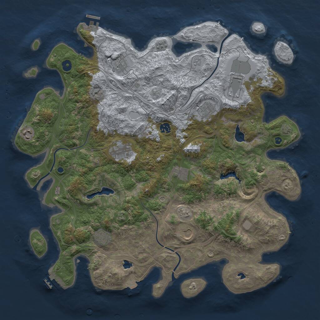 Rust Map: Procedural Map, Size: 4500, Seed: 42363556, 16 Monuments