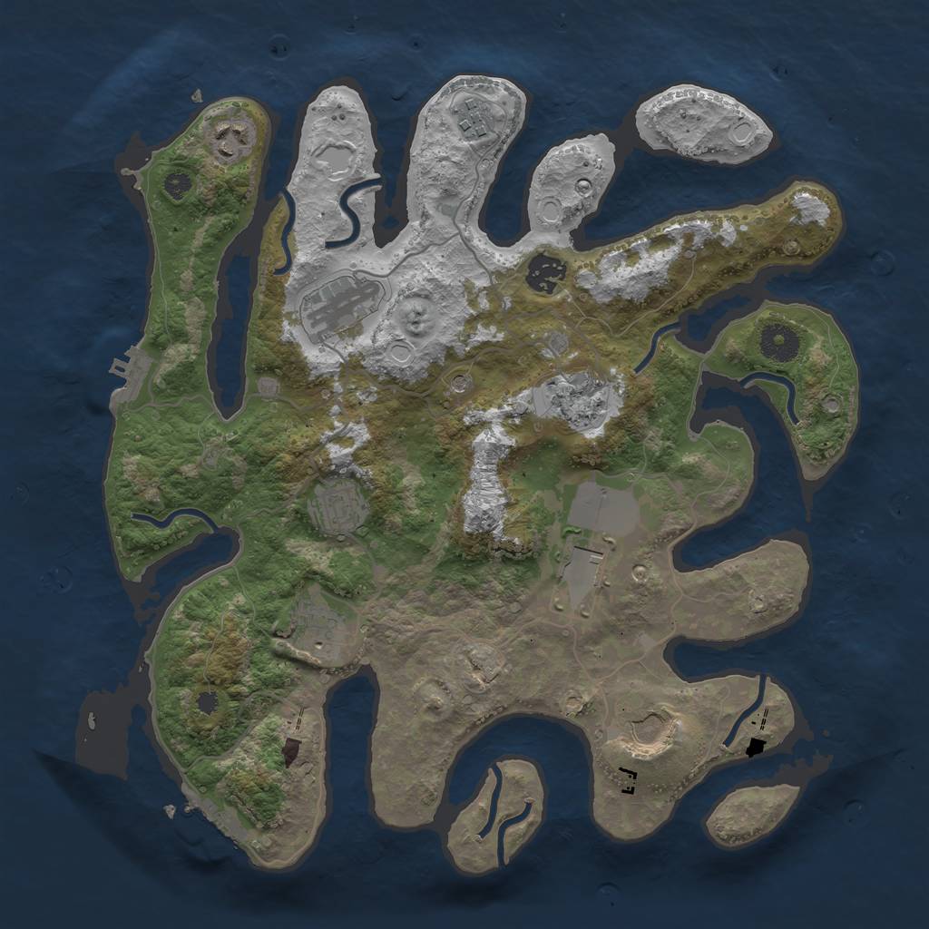 Rust Map: Procedural Map, Size: 3600, Seed: 973722704, 17 Monuments