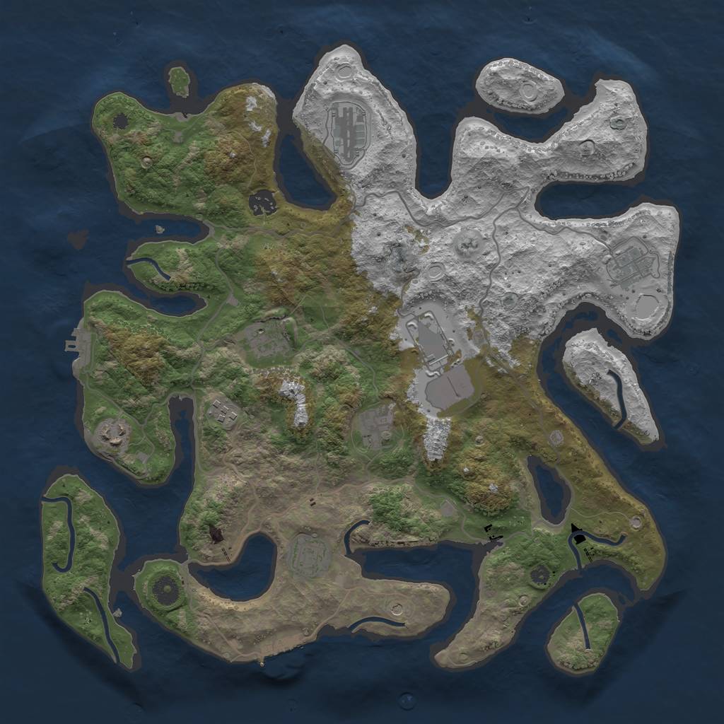 Rust Map: Procedural Map, Size: 4000, Seed: 256789, 17 Monuments