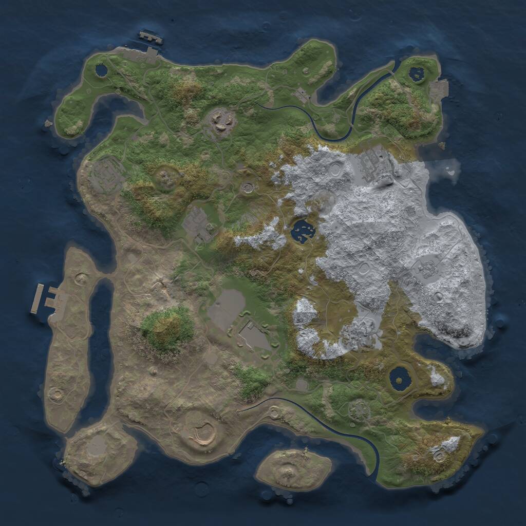 Rust Map: Procedural Map, Size: 3500, Seed: 1160496835, 14 Monuments