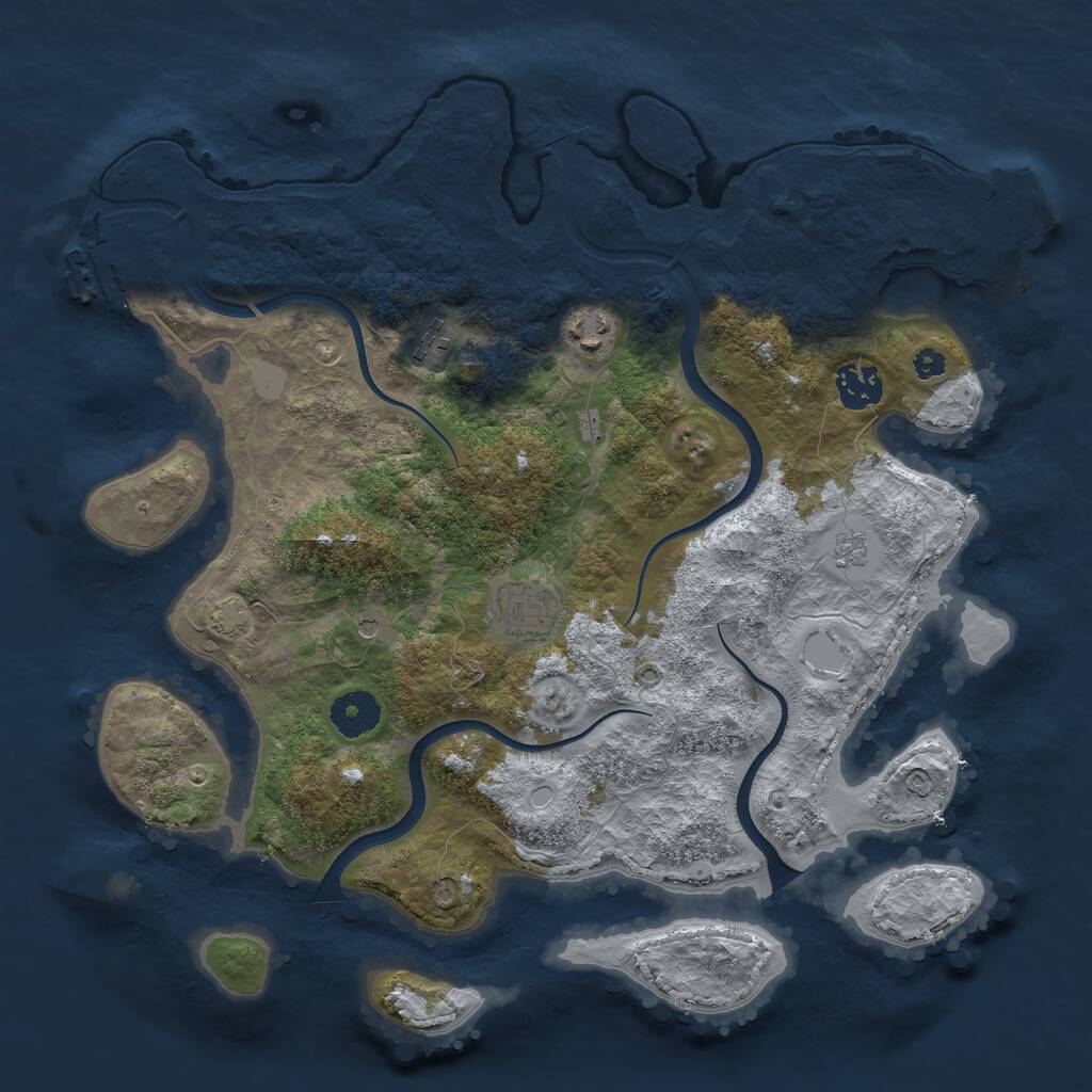 Rust Map: Procedural Map, Size: 3500, Seed: 1698752654, 10 Monuments