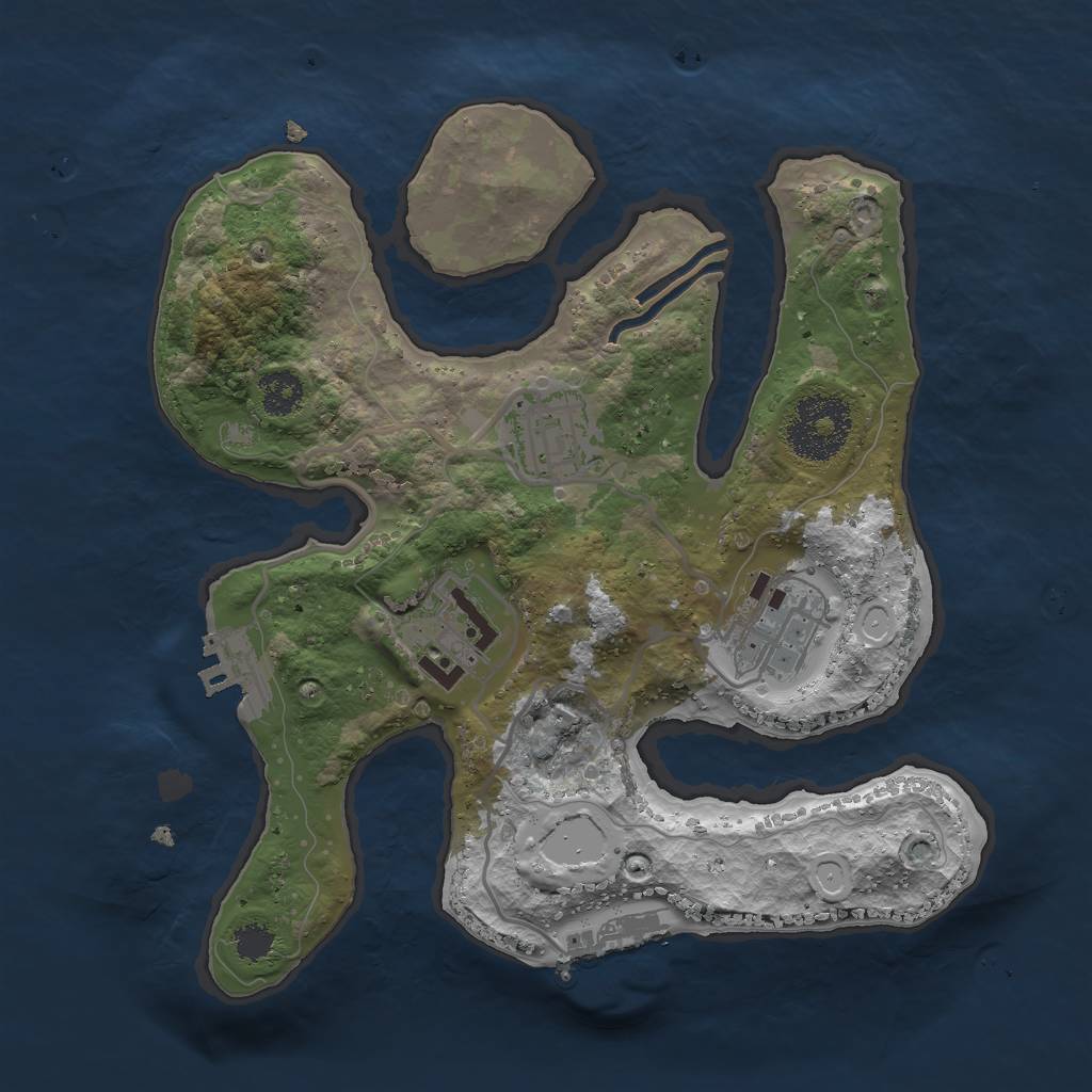 Rust Map: Procedural Map, Size: 2500, Seed: 291060, 10 Monuments