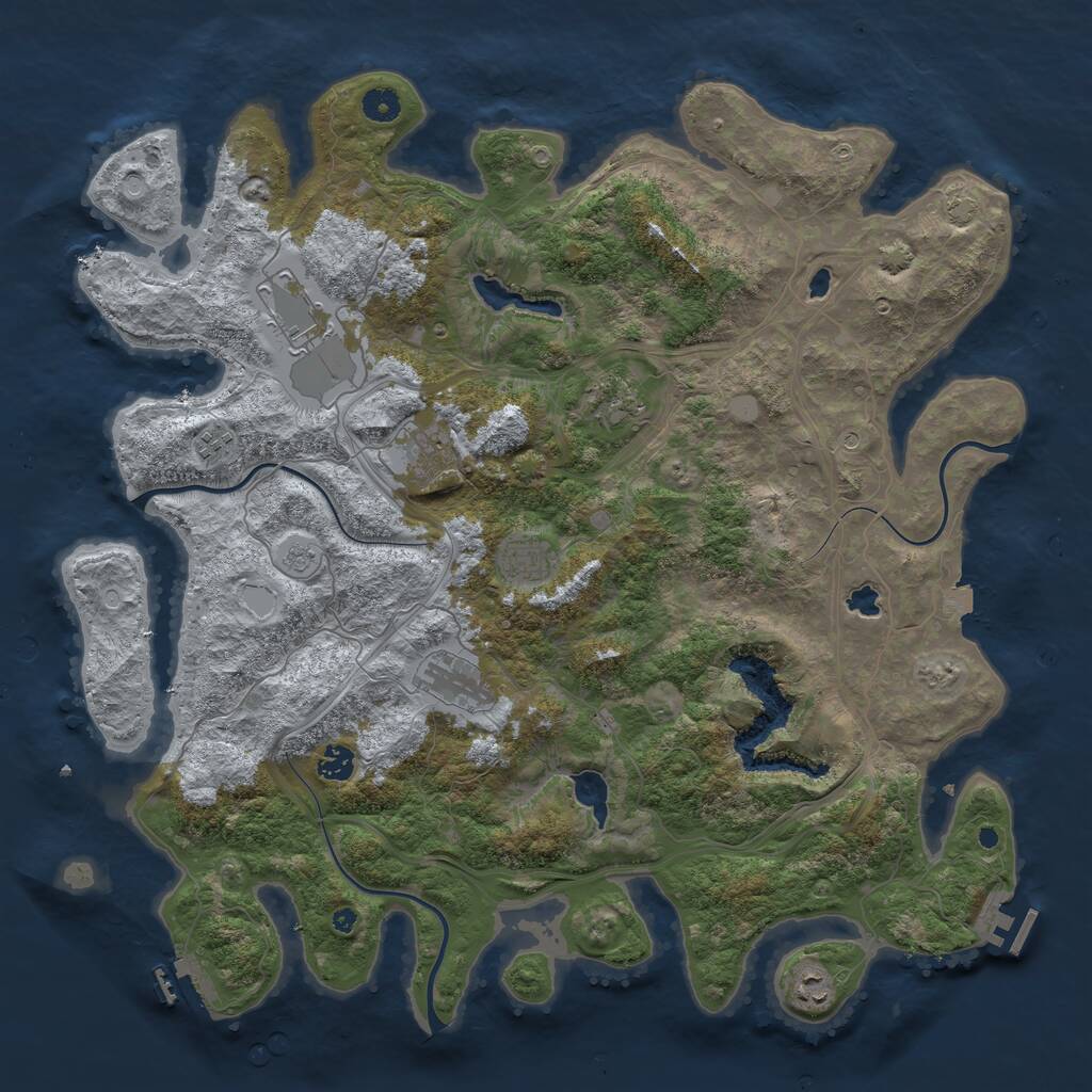 Rust Map: Procedural Map, Size: 4500, Seed: 4202137, 14 Monuments