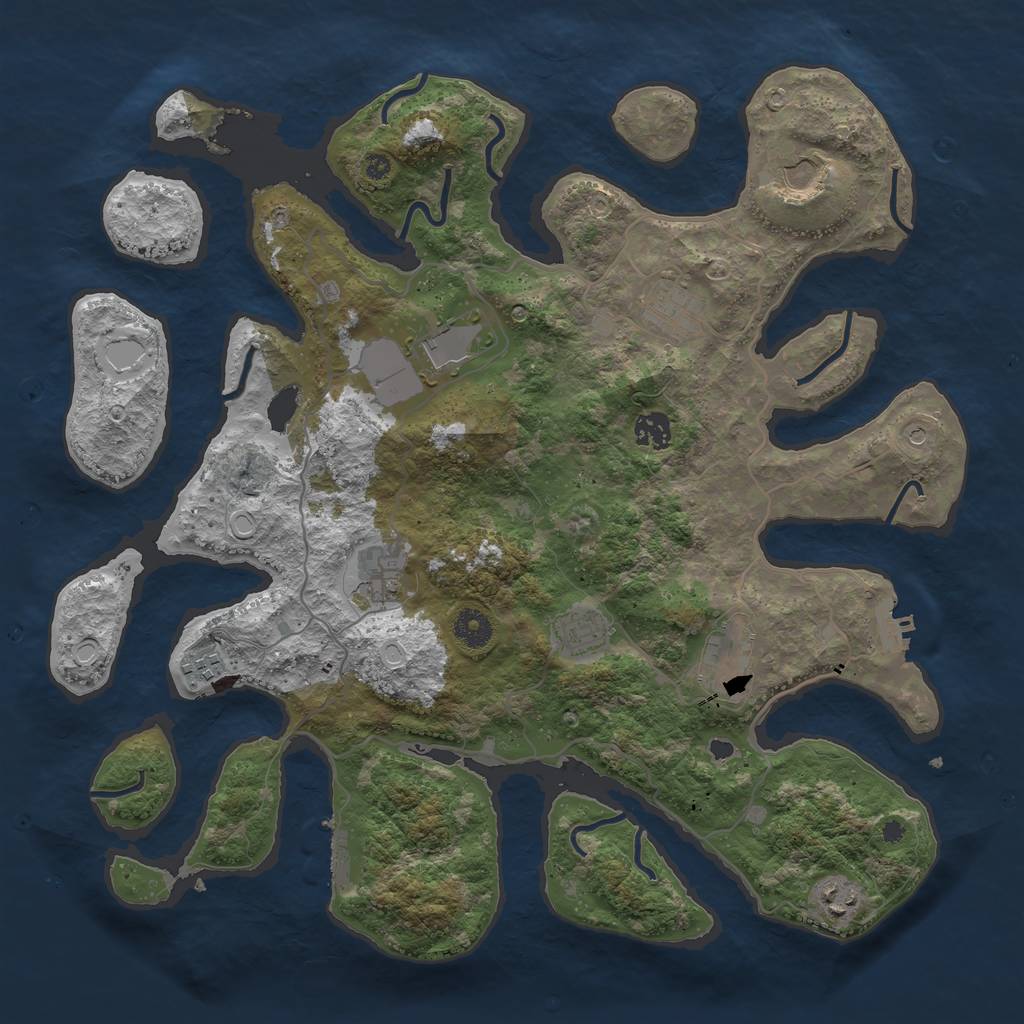 Rust Map: Procedural Map, Size: 4000, Seed: 626336044, 17 Monuments