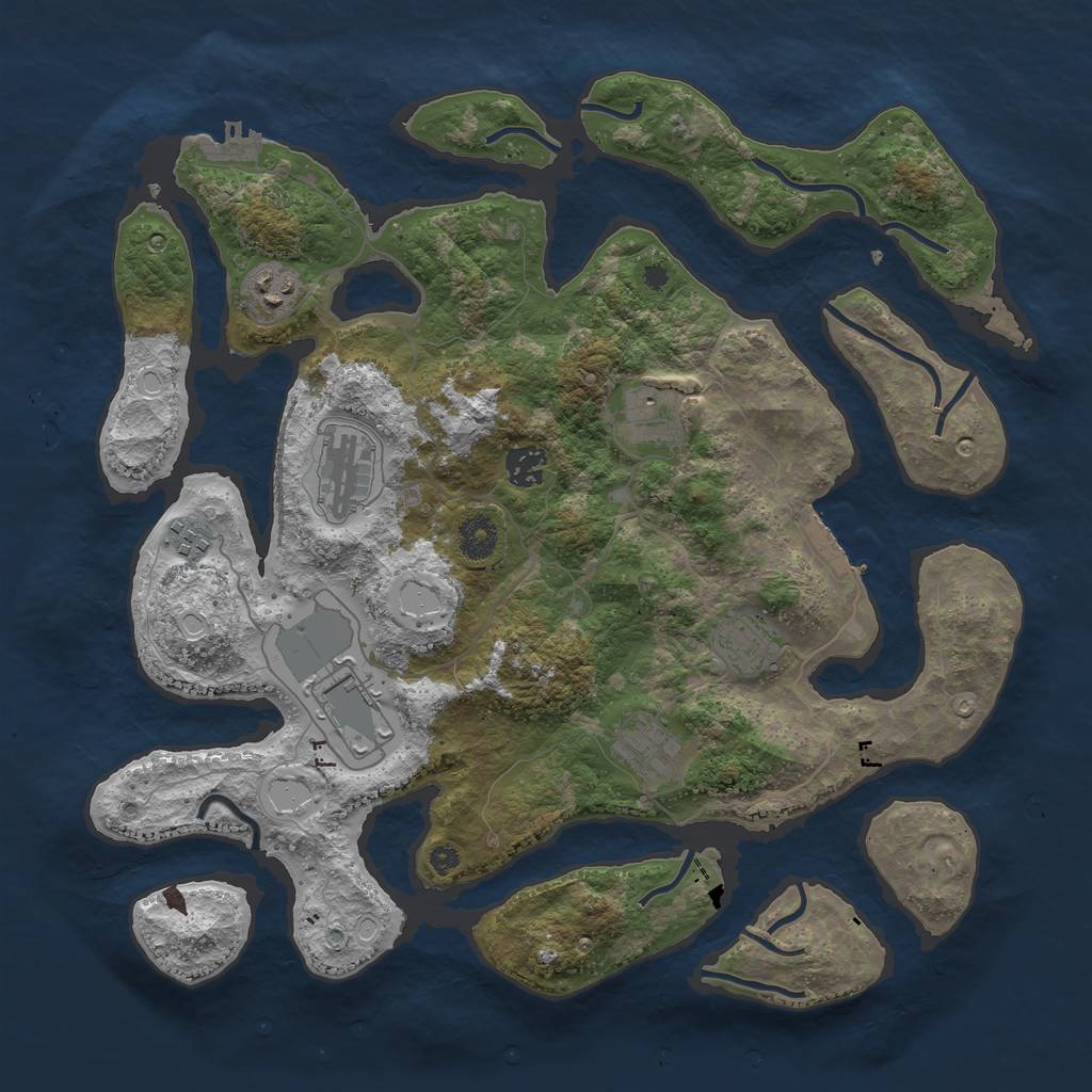 Rust Map: Procedural Map, Size: 3850, Seed: 1852028299, 15 Monuments