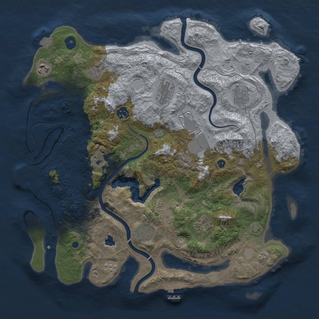 Rust Map: Procedural Map, Size: 4000, Seed: 121507, 16 Monuments