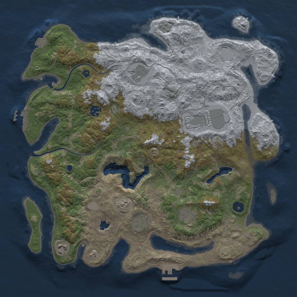 Rust Map: Procedural Map, Size: 4000, Seed: 121507, 13 Monuments