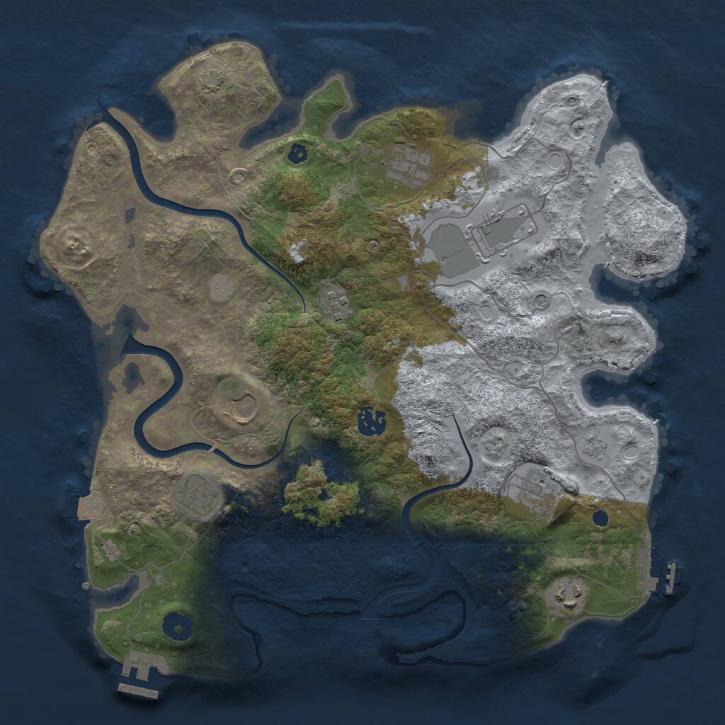 Rust Map: Procedural Map, Size: 3650, Seed: 1679560441, 14 Monuments