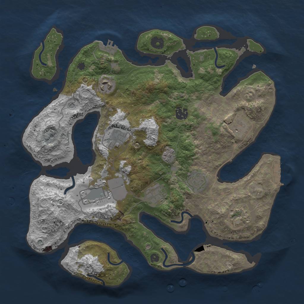 Rust Map: Procedural Map, Size: 3500, Seed: 1305815982, 17 Monuments