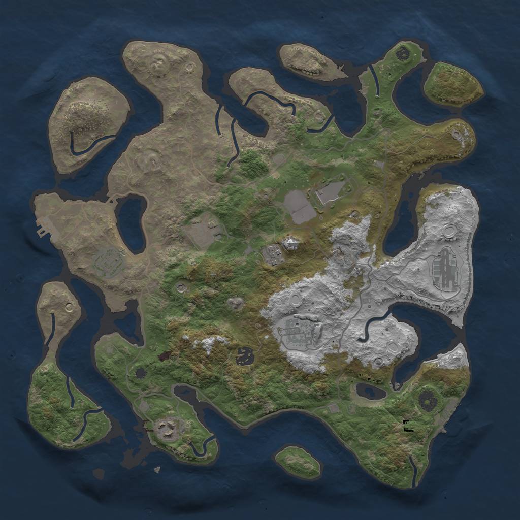 Rust Map: Procedural Map, Size: 4000, Seed: 27072010, 16 Monuments