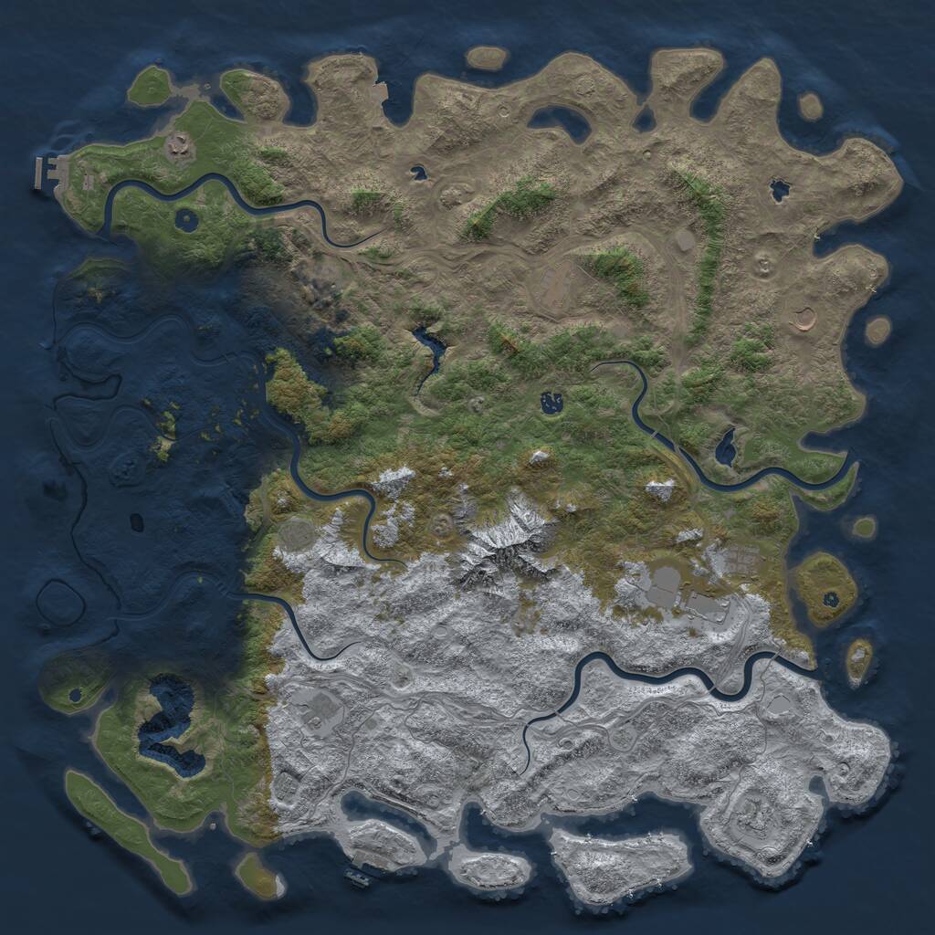 Rust Map: Procedural Map, Size: 6000, Seed: 106084701, 17 Monuments
