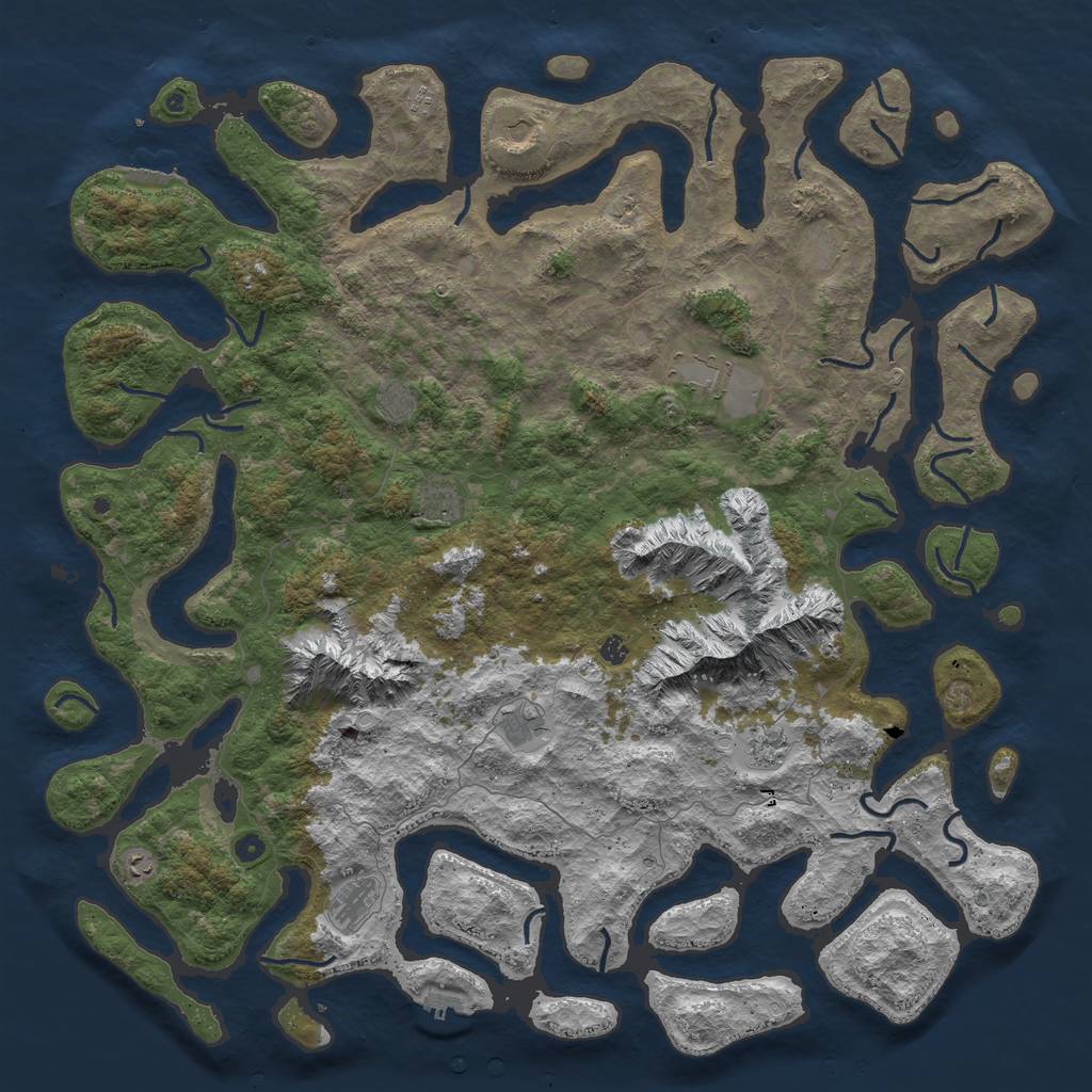 Rust Map: Procedural Map, Size: 6000, Seed: 106084701, 19 Monuments