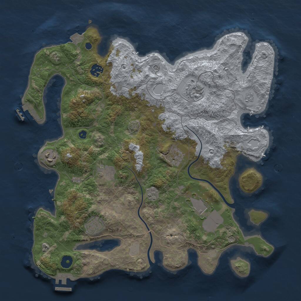 Rust Map: Procedural Map, Size: 3700, Seed: 306578732, 14 Monuments