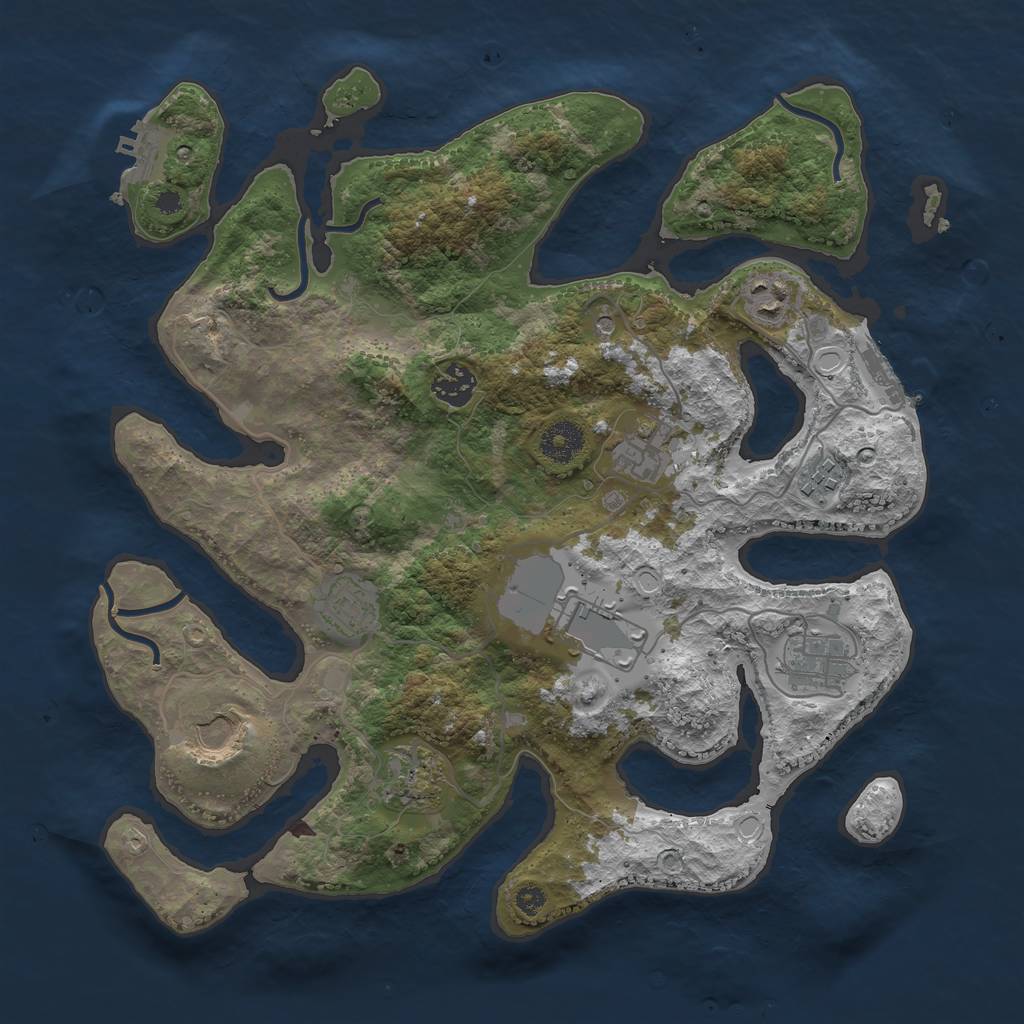 Rust Map: Procedural Map, Size: 3600, Seed: 139959896, 17 Monuments