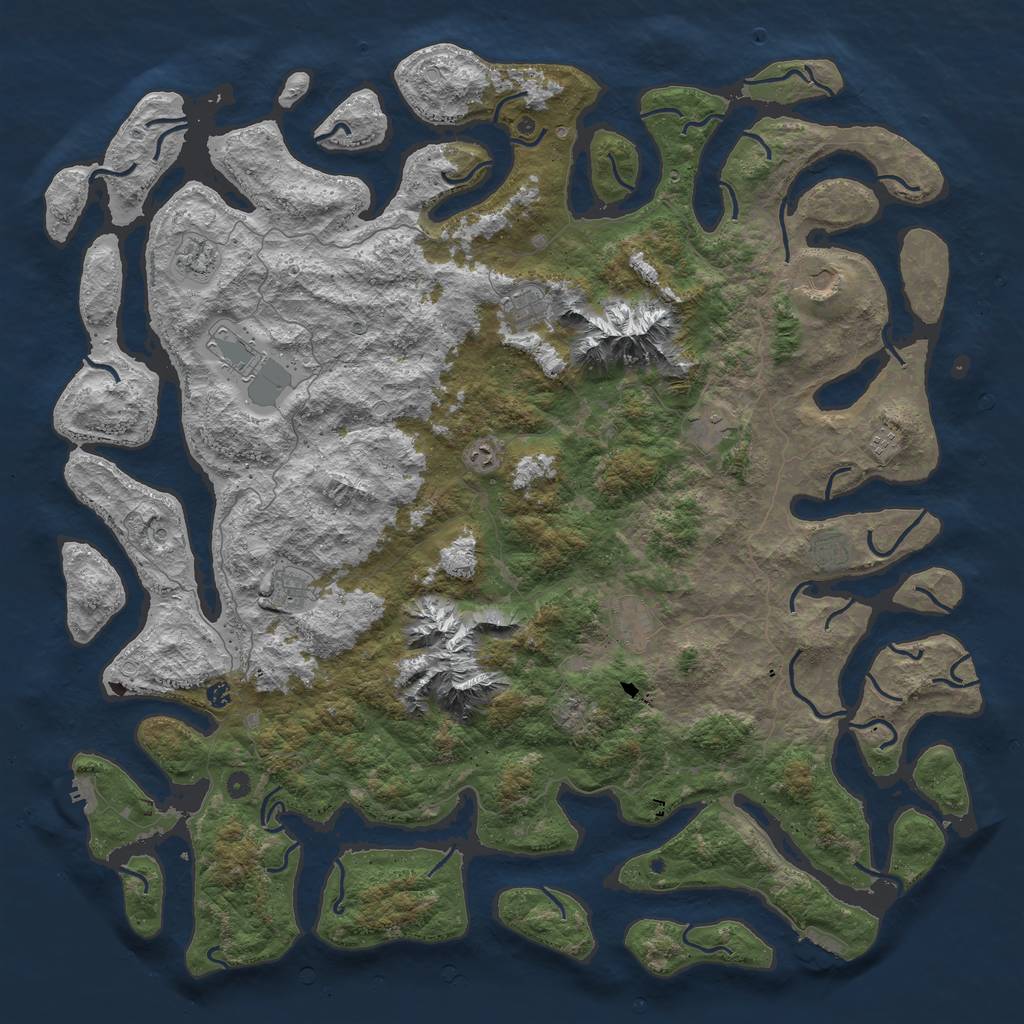 Rust Map: Procedural Map, Size: 6000, Seed: 667474350, 19 Monuments