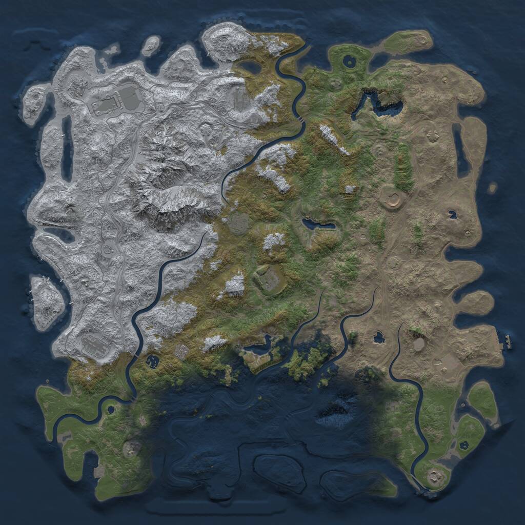 Rust Map: Procedural Map, Size: 6000, Seed: 667474350, 17 Monuments