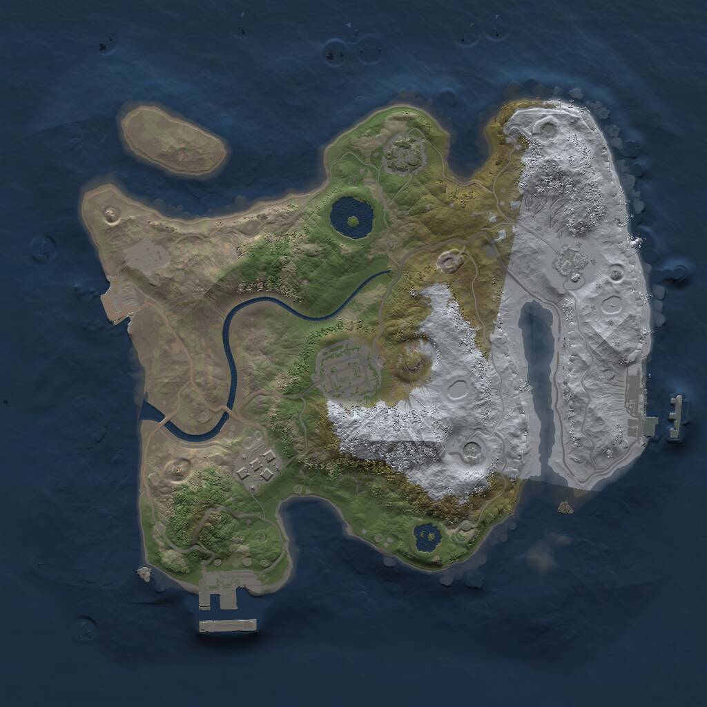 Rust Map: Procedural Map, Size: 2500, Seed: 258697, 8 Monuments