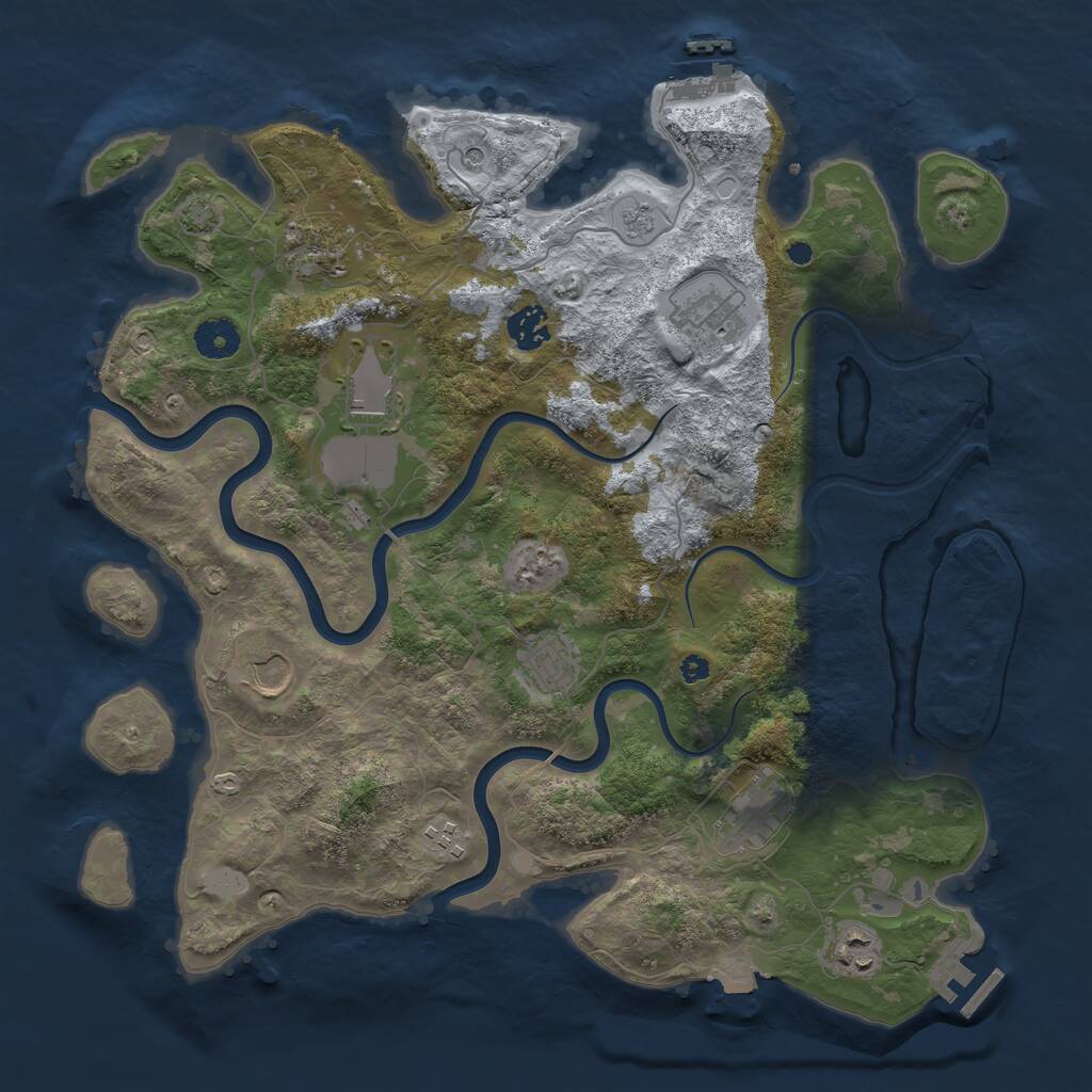 Rust Map: Procedural Map, Size: 3800, Seed: 65299913, 15 Monuments