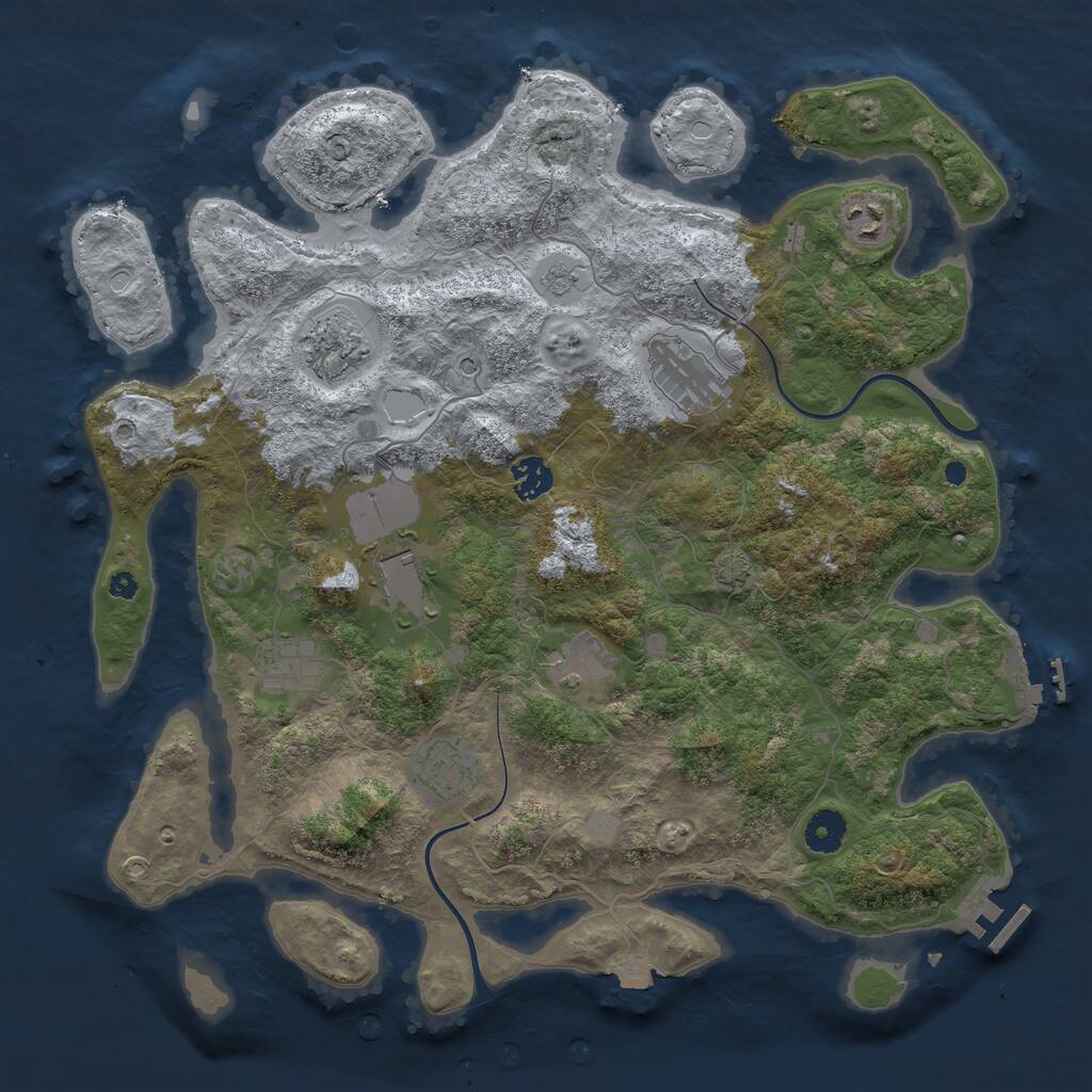 Rust Map: Procedural Map, Size: 3900, Seed: 129768167, 14 Monuments