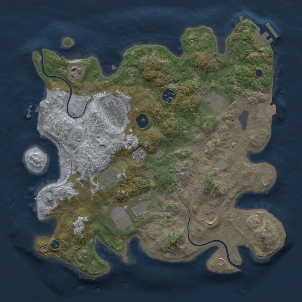 Rust Map: Procedural Map, Size: 3500, Seed: 22547, 14 Monuments