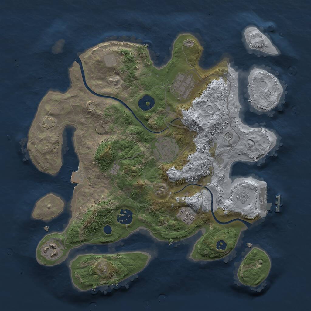 Rust Map: Procedural Map, Size: 3000, Seed: 987426727, 10 Monuments
