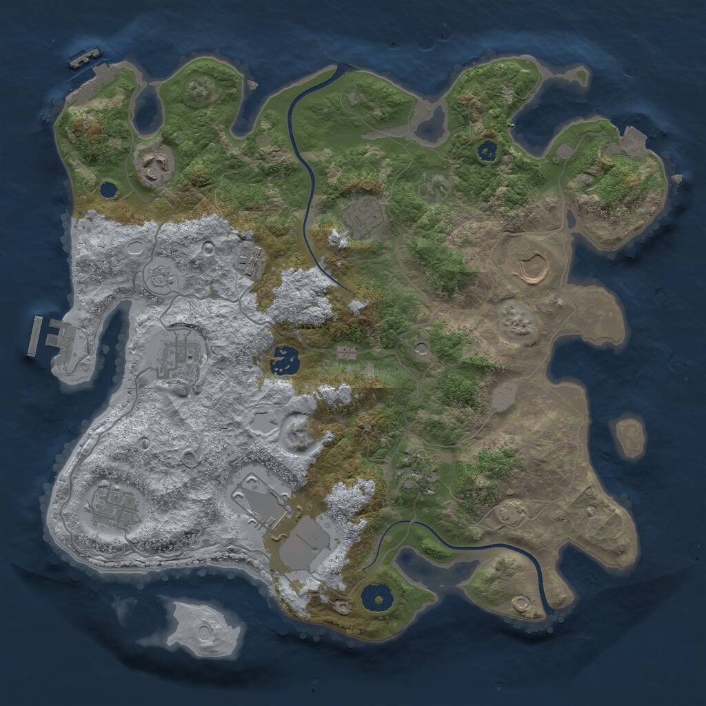 Rust Map: Procedural Map, Size: 3500, Seed: 1627, 15 Monuments